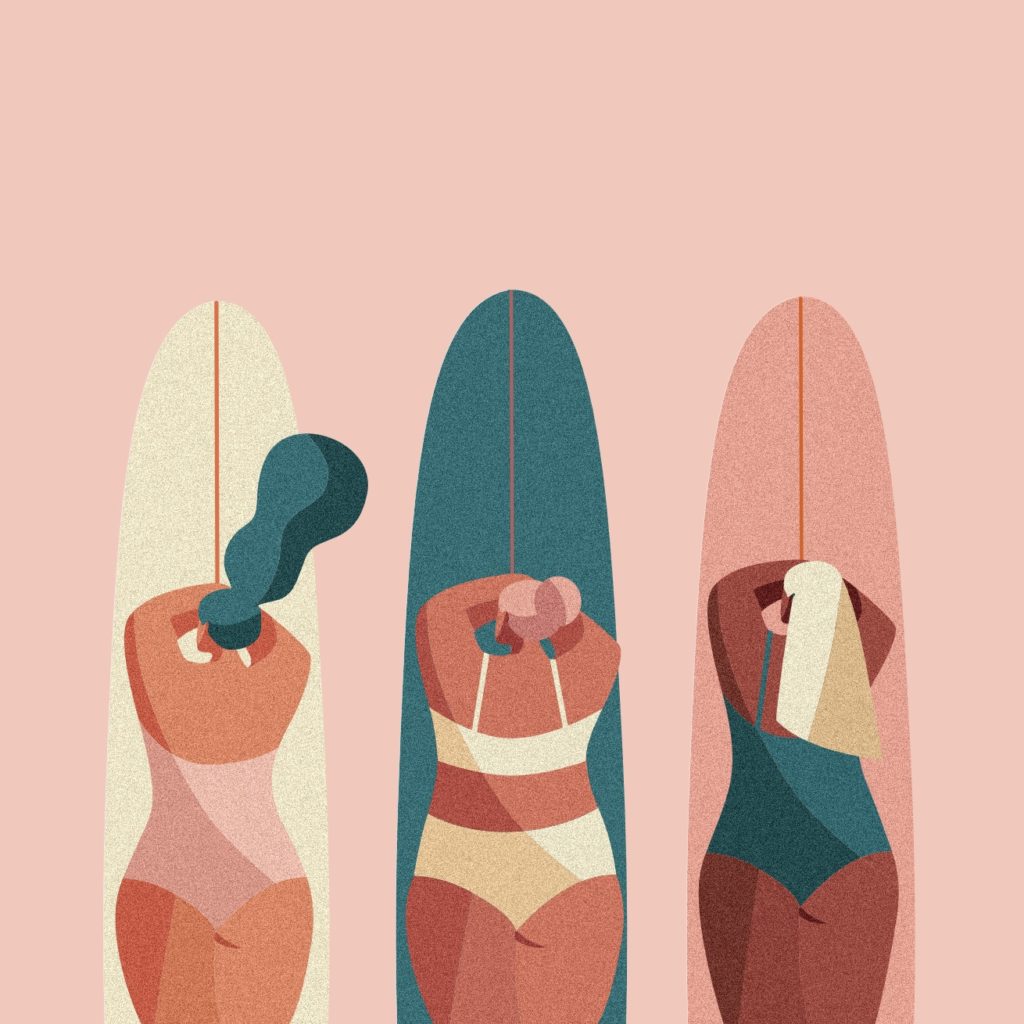 trois filles du surf